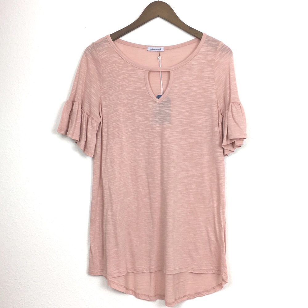 Semi Sheer Millennial Pink Casual Tunic Top